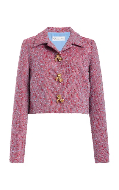 Oscar De La Renta Slubby Wool-tweed Gauze Jacket In Pink