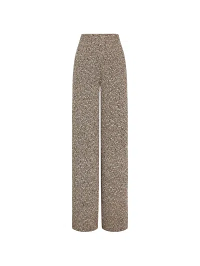 Oscar De La Renta Slubby-tweed Wide-leg Trousers In Neutral