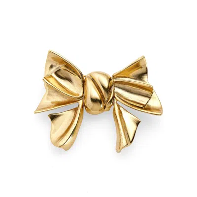 Oscar De La Renta Small Bow Brooch In Gold