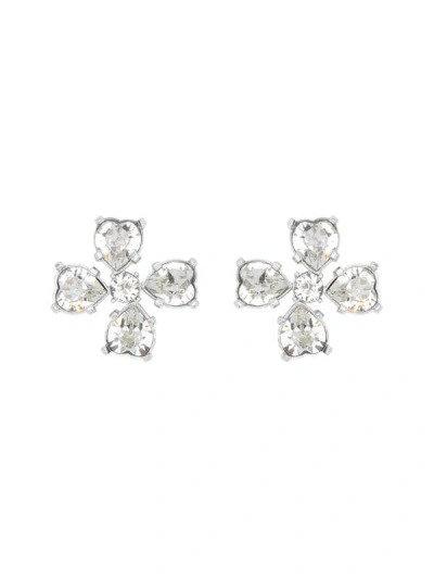 Oscar De La Renta Small Clover Earrings In Crystal