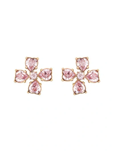 Oscar De La Renta Small Clover Earrings In Rose