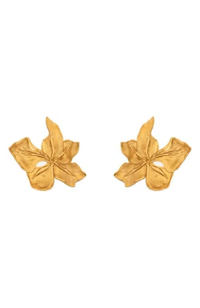 Oscar De La Renta Small Cyclamen Stud Earrings In Brown