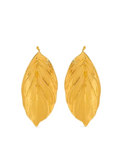 Oscar De La Renta Small Leaf Earrings