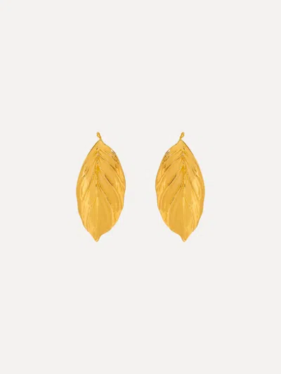 Oscar De La Renta Small Leaf Earrings