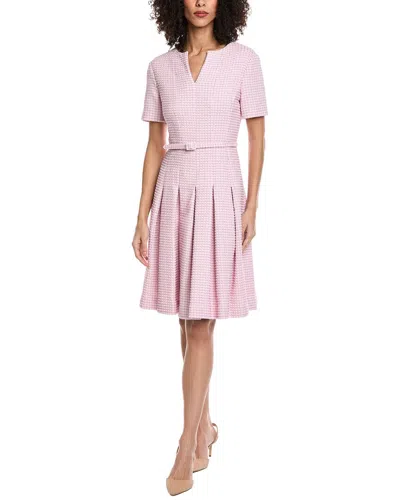 Oscar De La Renta Small Lurex Check Tweed A-line Dress In Animal Print