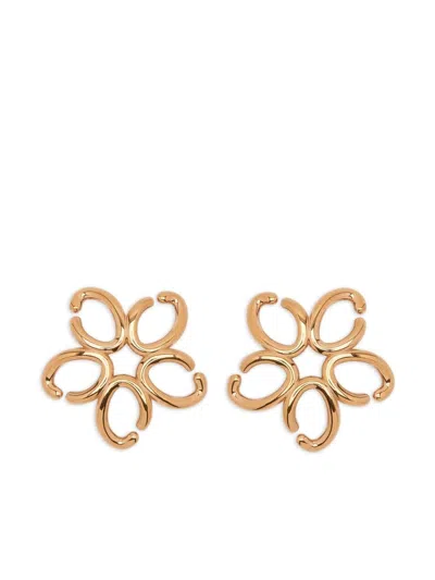 Oscar De La Renta Small O Flower Earrings In Gold