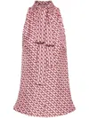 Shop Oscar De La Renta Small Oscar Chain-link Sleeveless Blouse In Pink