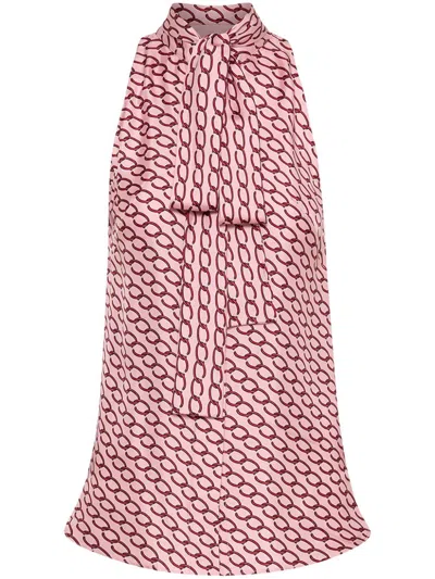 Oscar De La Renta Small Oscar Chain-link Sleeveless Blouse In Pink