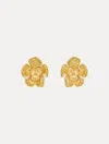Oscar De La Renta Small Pav Rose Earrings
