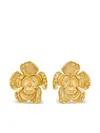 Oscar De La Renta Small Pavé Rose Earrings In Gold