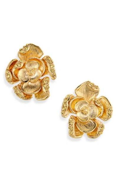 OSCAR DE LA RENTA OSCAR DE LA RENTA SMALL PAVÉ ROSE STUD EARRINGS