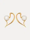Oscar De La Renta Small Pearl Heart Earrings