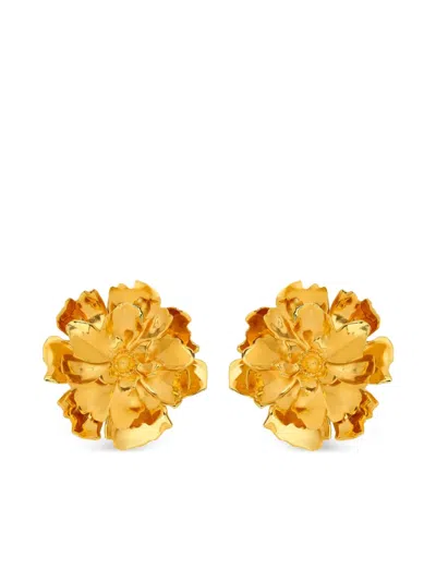 Oscar De La Renta Small Peony Clip-on Earrings In Gray