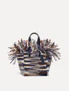 Oscar De La Renta Small Raffia Crochet Square Tote