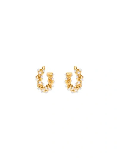 Oscar De La Renta Small Rope Pearl Hoop Earrings