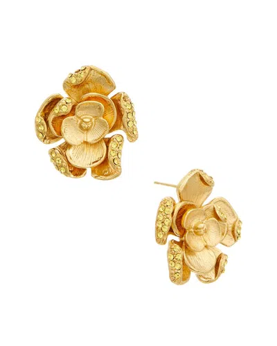 Oscar De La Renta Small Rose Earrings In Gold