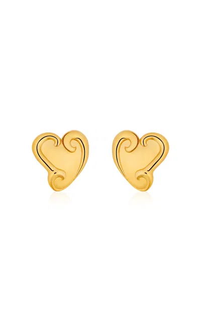 OSCAR DE LA RENTA SMALL SWIRL HEART EARRINGS