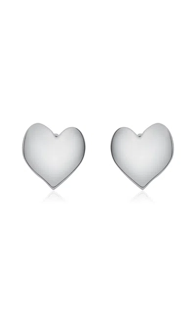 Oscar De La Renta Smooth Heart Stud Earrings In Neutral