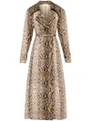 Oscar De La Renta Snake Cotton Trench Coat In Green