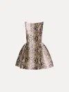 Oscar De La Renta Snake Faille Cocktail Dress