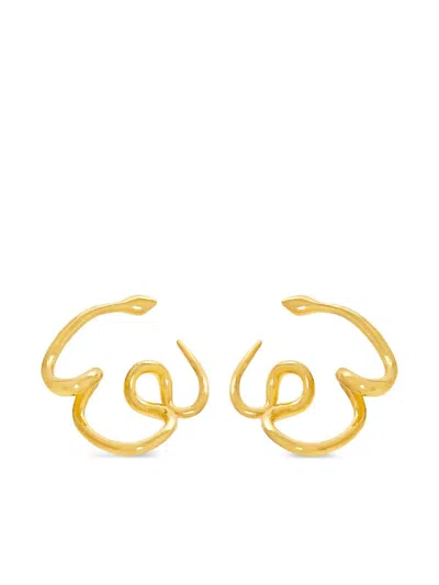 Oscar De La Renta Snake Hoop Earrings In 金色