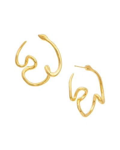 Oscar De La Renta Snake Hoop Earrings In Gold