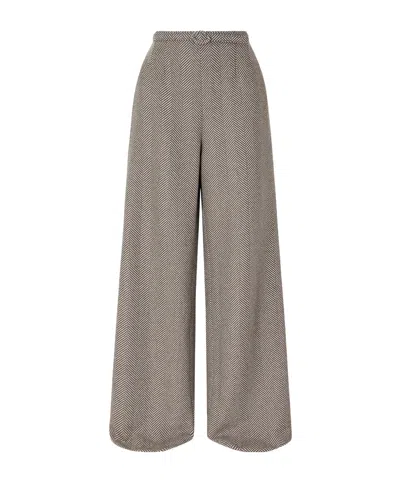 Oscar De La Renta Solid Color Striped Casual Pants In Gray