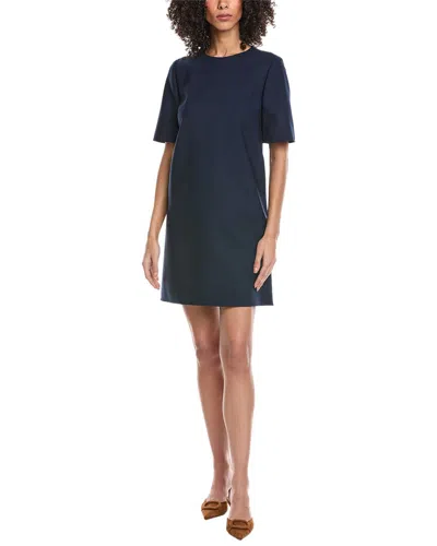 Oscar De La Renta Solid Silk-lined Wool-blend Shift Dress In Blue
