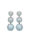Oscar De La Renta Enamel Cabochon Drop Clip-on Earrings In Blue
