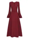 Oscar De La Renta Split Neck Wool Dress In Red