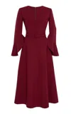 Oscar De La Renta Split-neck Wool-blend Midi Dress In Red
