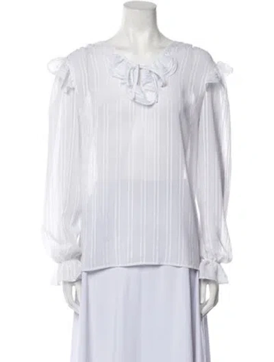 Pre-owned Oscar De La Renta Sport Vintage 1980's Blouse In White