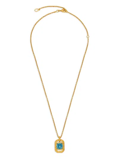 Oscar De La Renta Square-frame Crystal-embellished Necklace In Gold