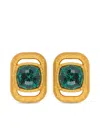 Oscar De La Renta Square-frame Crystal-embellishment Earrings In Gold