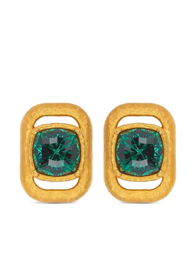 Oscar De La Renta Square-frame Crystal-embellishment Earrings In Gold