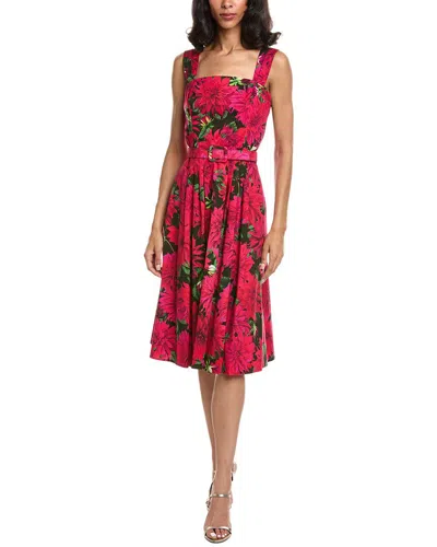 Oscar De La Renta Square Neck Dahlia Poplin Dress In Pink