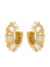 Oscar De La Renta Square Stone Hoop Earrings In Gold