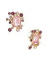 Oscar De La Renta Square Stud Earrings In Pink