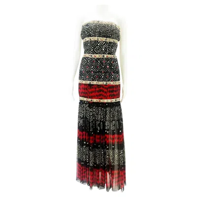 Pre-owned Oscar De La Renta S/s 2008 Runway Silk Embellished Long Dress Us Size 2 In Black
