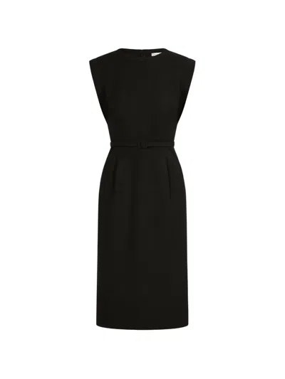 Oscar De La Renta Stitch-detailed Wool-blend Pencil Dress In Black