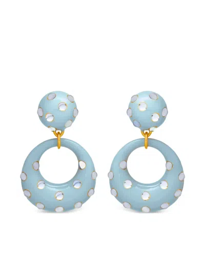 Oscar De La Renta Stones Round Earrings In Blue