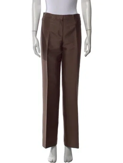 Pre-owned Oscar De La Renta Straight Leg Pants In Brown
