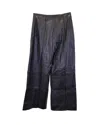 Oscar De La Renta Straight Leg Pants In Black Leather In Black