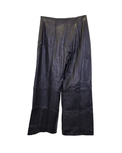 Oscar De La Renta Straight Leg Pants In Black Leather