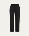 Oscar De La Renta Straight Leg Wool Gabardine Pants In Black