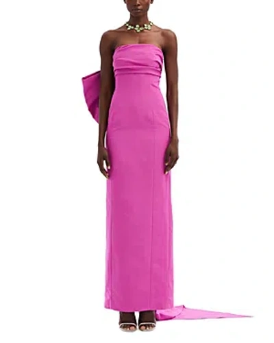 Oscar De La Renta Strapless Bow Back Gown In Violet