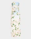 Oscar De La Renta Ombr Cherry Blossom Strapless Gown