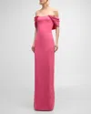 Oscar De La Renta Strapless Column Gown With Draped Detail In Geranium