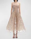 Oscar De La Renta Crystal-embroidered Corded Gown In Silver
