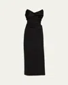 Oscar De La Renta Strapless Draped Bow Column Ankle Gown In Black